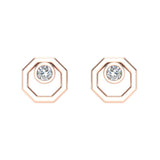 Diamond Earrings Octagon Shape Studs Bezel Settings 10K Gold-J,SI2-I1 - Rose Gold