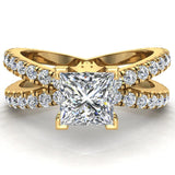 Princess cut Diamond Engagement Rings 14K Gold Split Shank 1.75 cttw - Yellow Gold