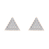 Triangle Shape Pave Diamond Stud Earrings 1/2 ct 14K Gold-I,I1 - Rose Gold