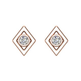 0.10 ct Diamond Earrings Kite Shape Studs Bezel Settings 10K Gold-J,SI2 - Rose Gold