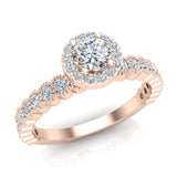 Round brilliant diamond engagement ring luscious milgrain 14K 0.83 ct SI - Rose Gold