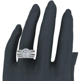 Moissanite Wedding Ring Set Halo Diamond ring 5.60 ct 18K Gold-G,VS - Rose Gold
