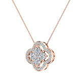 0.80 cttw Loop style Flower Cluster Diamonds Necklace 14K Gold-I,I1 - Rose Gold