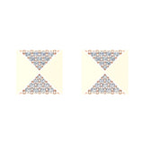 Pyramid Style Accented Diamond Stud Earrings 18K Gold-G,VS - Rose Gold