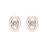 0.10 ct Diamond Earrings Oval Shape Stud Bezel Settings 10K Gold-J,SI2 - Rose Gold