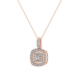 Cushion Twining Dainty Charm Necklace 18K Gold 0.41 Ct-G,VS - Rose Gold