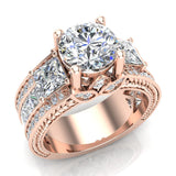 Moissanite Engagement Ring For Women Accent diamond 4.85ct 14K Gold-SI - Rose Gold