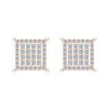 Square Cube Diamond Studded Earrings 14K Gold-I,I1 - Rose Gold