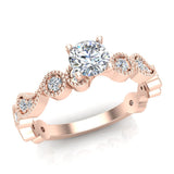 Designer Paisley Round Diamond Engagement Ring 14K Gold 0.67 ct I1 - Rose Gold