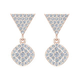 Cushion Diamond Dangle Earrings 14K Gold 0.80 ct-I,I1 - Rose Gold