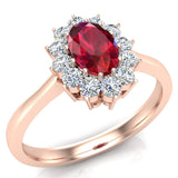 July Birthstone Ruby Oval 14K Gold Diamond Ring 0.80 ct tw - Rose Gold