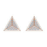 Diamond Stud Earrings Triangle Pyramid Diamond Earrings 14K Gold-G,SI - Rose Gold