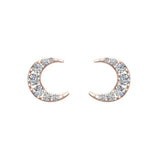 Moon Crescent Shape Pave Diamond Earrings 0.48 ct 14K Gold-G,SI - Rose Gold