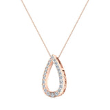 14K Gold Necklace Teardrop-Shape Necklace 0.34 ct tw Diamonds-SI - Rose Gold