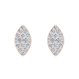 Exquisite Marquise Pave Diamond Stud Earrings 1/2 ct 14K Gold-G,SI - Rose Gold