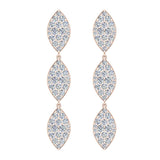 14k Marquise Diamond Chandelier Earrings Waterfall Style 1.59 ct-I,I1 - Rose Gold