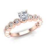 14K Gold Evil Eye Engagement Ring Round Cut Diamond 0.65 carat-SI - Rose Gold
