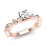 Circle Marquee Design Round Diamond Engagement Ring 18K Gold 0.70 CT VS - Rose Gold