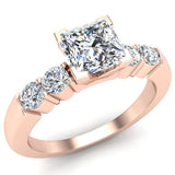 Princess  Diamond Engagement Ring for Women 5-stone Ring 14K Gold-G,I1 - Rose Gold