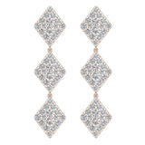 Kite Diamond Chandelier Earrings Waterfall Style 14K Gold (G,SI) - Rose Gold