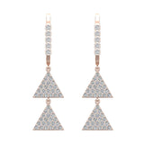 Triangle Diamond Dangle Earrings Dainty Drop Style 14K Gold 0.80 ct-I,I1 - Rose Gold