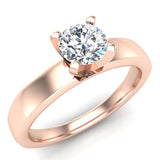 Solitaire Diamond Ring Fitted Band Style 14k Gold 0.50 ct (I,I1) - Rose Gold