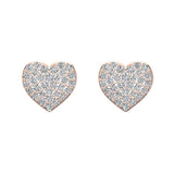 Heart Cluster Pave Diamond Earrings 1/2 ct 18K Solid Gold-G,VS - Rose Gold