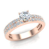 Two-Row Diamond Engagement Rings 14K Gold 1.18 carat I1 Glitz Design - Rose Gold