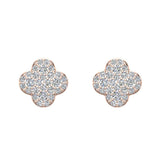 Luck Charm Clover Pave Cluster Diamond Stud Earrings 1/2 ct 14K Gold-G,SI - Rose Gold