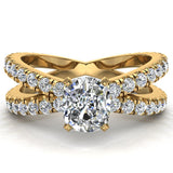 X Cross Split Shank Cushion Diamond Engagement Ring 1.75 ct-18K Gold - Yellow Gold