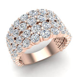 Quadruple Line Diamond Half Eternity Band Wedding Ring 14K Gold (I,I1) - Rose Gold