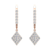 Kite Diamond Dangle Earrings Dainty Drop Style 14K Gold 0.75 ct-G,SI - Rose Gold