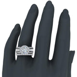 Moissanite Wedding Ring Set for Women Halo Ring 7.05 carat 14K Gold-I1 - Rose Gold