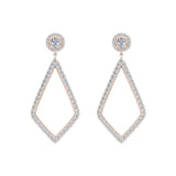 1.82 Ct Magnificent Diamond Dangle Earrings delicate Kite Halo Stud 14K Gold-G,SI - Rose Gold