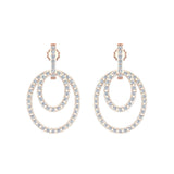 Intertwined Circles Loop Diamond Chandelier Earrings 14K Gold 1.53 ct-I,I1 - Rose Gold