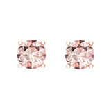 Pink Morganite Gemstone Stud Earrings 14K Gold Round Cut - Rose Gold