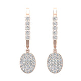 Oval Diamond Dangle Earrings Dainty Drop Style 14K Gold 0.70 ct-I,I1 - Rose Gold