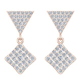 Square Diamond Dangle Earrings 14K Gold 0.80 ct-G,SI - Rose Gold
