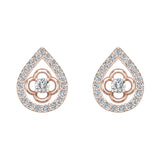 14K  Gold Diamond Earrings Tear-Drop Shape 0.79 carat-G,SI - Rose Gold