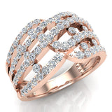 1 carat Waves Diamond Rings Anniversary gift for her 14K Gold-I,I1 - Rose Gold