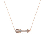 14K Gold Necklace 0.11 ct Diamond Arrow Pendant Glitz Design (LM,I2) - Rose Gold