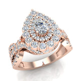 Pear shape diamond Engagement Rings 14K Gold 2.10 carat-G,SI - Rose Gold