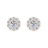 Halo Cluster Diamond Earrings 0.77 ctw 14K Gold (I,I1) - Rose Gold