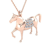 Horse Diamond Necklace for Women 18K Gold 0.20 ct tw (G,VS) - Rose Gold