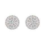 Double Halo Cluster Diamond Earrings 1.01 ct 14k Gold-I,I1 - Rose Gold