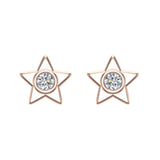 0.10 ct Diamond Earrings Star Shape Studs Bezel Settings 10K Gold-J,SI2 - Rose Gold