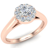 0.33 CT Round Diamond Halo Promise Ring in 14k Gold (G,I1) - Rose Gold
