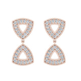Minimalist Triangle Motif Diamond Dangle Earrings 14K Gold 0.60 ct-I,I1 - Rose Gold