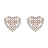 0.95 ctw Diamond Heart Shape Earrings in 14K Gold-G,SI - Rose Gold