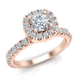 Halo Diamond engagement rings petite Round brilliant 14K 1.05 ctw I,I1 - Rose Gold
